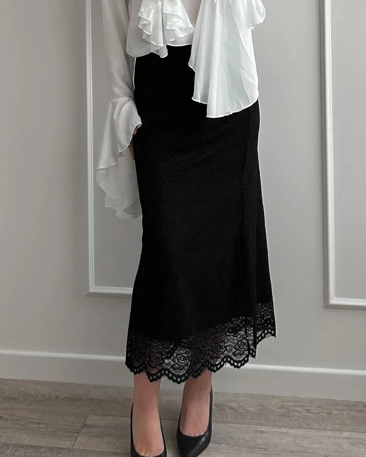 Slim-Fit Lace Pencil Skirt