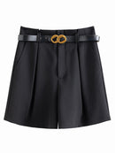 Solid Color High Waist Shorts