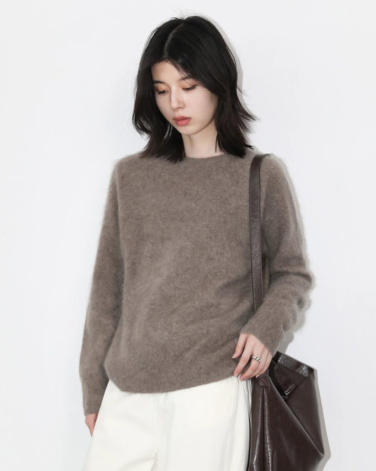 Oversized Wool Cashmere Crew Sweater