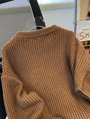 Round-Neck Oversized Knitted Pullover