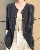 Thick Merino Wool Crewneck Cardigan