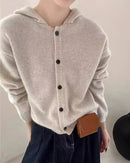 Single-Breasted Cashmere Hooded Cardigan