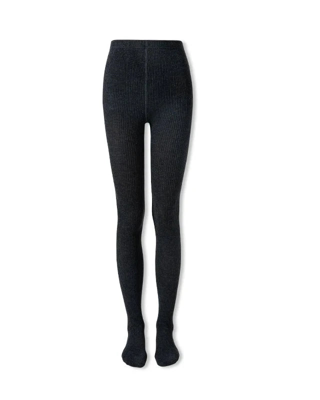 Ribbed Knit Wool Blend Tights
