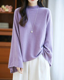 Relaxed Wool Mock Neck Sweater