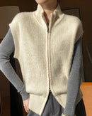 Merino Wool Zip-Front Knit Vest