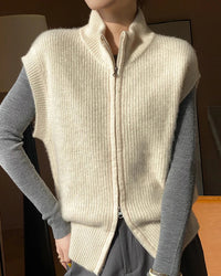 Merino Wool Zip-Front Knit Vest