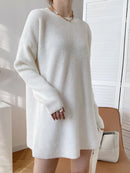 Vintage Round-neck Belted Knitted Dress