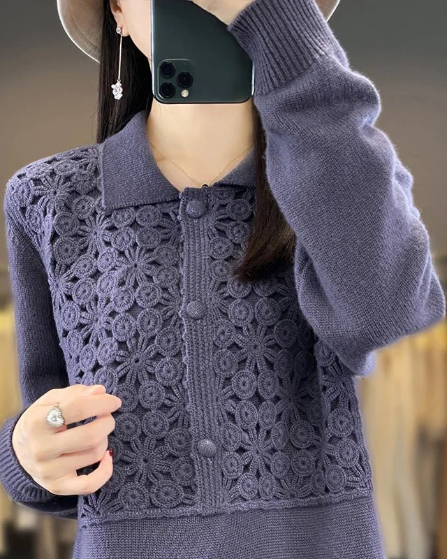 Polo Neck Wool Long Dress