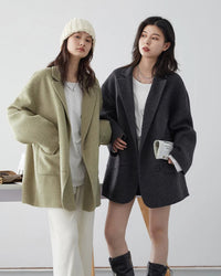 Oversized Drop-Shoulder Wool Blend Coat