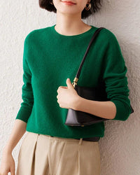 Crew Neck Long-Sleeved Cashmere Knit Sweater