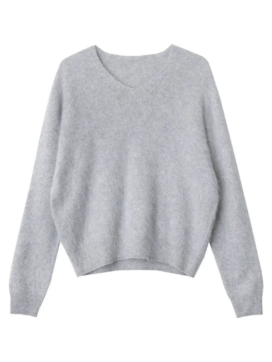 Wool Cashmere V-Neck Pullover