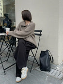 Oversized Irregular Zipper High Neck Cashmere Sweater