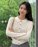 Cashmere Polo Collar Short Cardigan