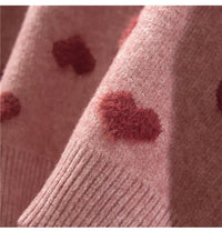 Pink Heart Winter Knitted Sweater