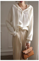 Drawing Pure Wool Knitted Hoodie