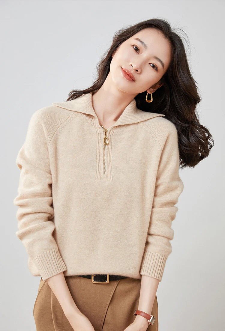 Pure Cashmere Half-zip Collar Jumper