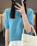 Extrafine Merino Wool Short-Sleeve Sweater