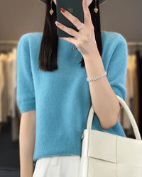 Extrafine Merino Wool Short-Sleeve Sweater