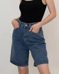 Vintage Straight Leg Denim Bermuda Shorts