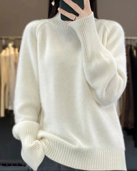 Raglan Merino Wool Mock Neck Sweater