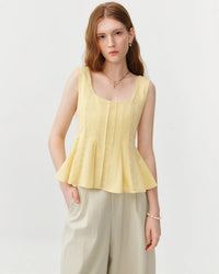 Square-Neck Sleeveless Knit Blouse