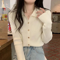 Polo Lapel Wool Knit Cardigan