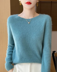Merino Wool O-Neck Pullover Sweater
