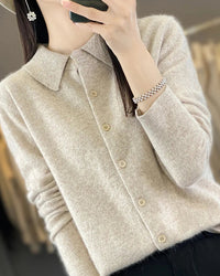 Mink Cashmere Polo Cardigan