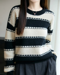 Merino Wool Stripe Block Pullover