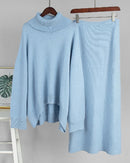 Turtleneck Knit Sweater Midi Skirt Set