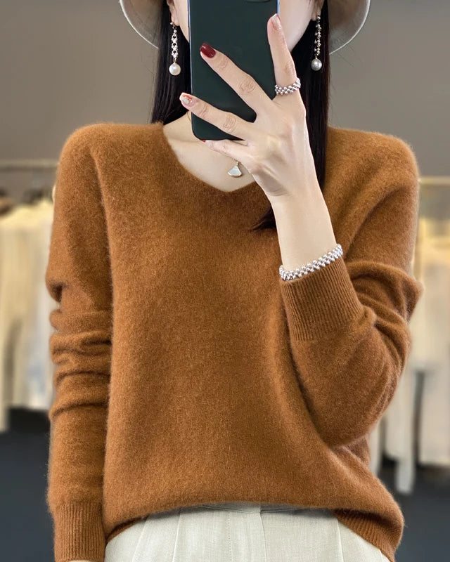 Extrafine Merino Wool V-Neck Sweater