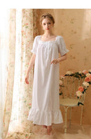 Palace Style Short Sleeve Cotton Pajama Dress
