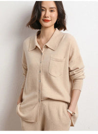 Cashmere Knitted Turn-down Collar Shirt