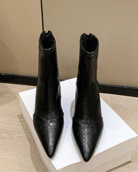 Stylish Pointed-Toe Zipper Chunky Heel Ankle Boots