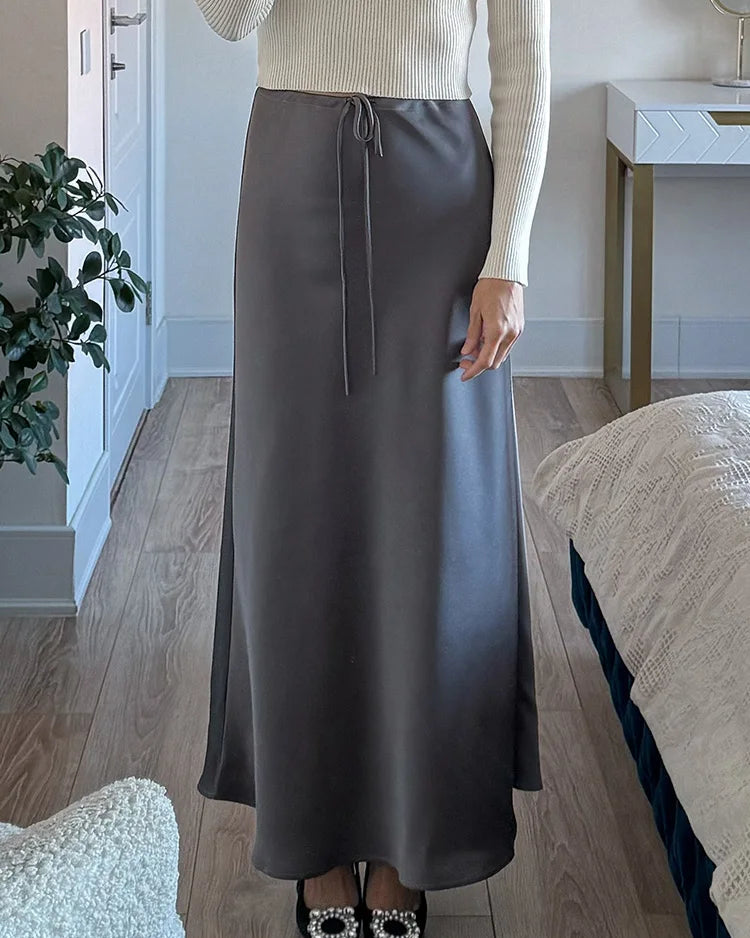 Satin A-Line Maxi Skirt