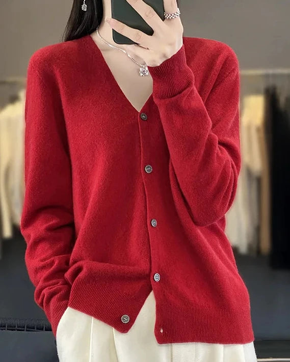 Merino Wool V-Neck Cardigan