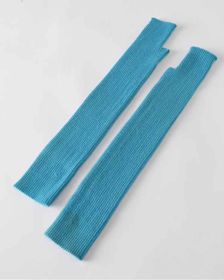 Wool Blend Knit Long Arm Warmers
