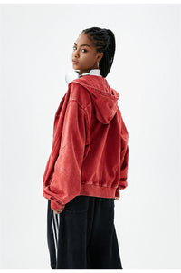 100% Cotton Retro Washed Zipper Hoodies
