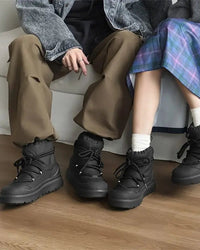 Fur-Lined Lace-Up Snow Boots