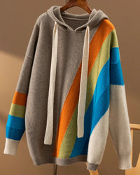 Rainbow Wool Knit Hoodie