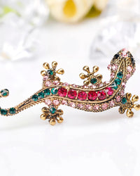 Colorful Crystal Lizard Brooch