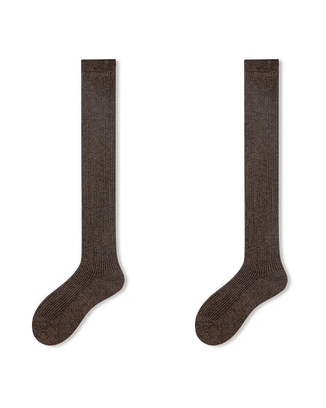 Wool Blend Ribbed Thigh-High Socks