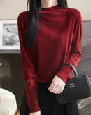 Loose-Fit Crew Neck Long-Sleeve Knitted Pullover