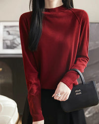 Loose-Fit Crew Neck Long-Sleeve Knitted Pullover