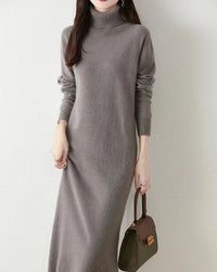 Merino Wool Turtleneck Knit Dress