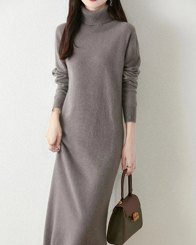 Merino Wool Turtleneck Knit Dress