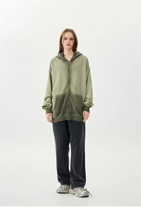 Oversized Cotton Zipper Washed Hoodies