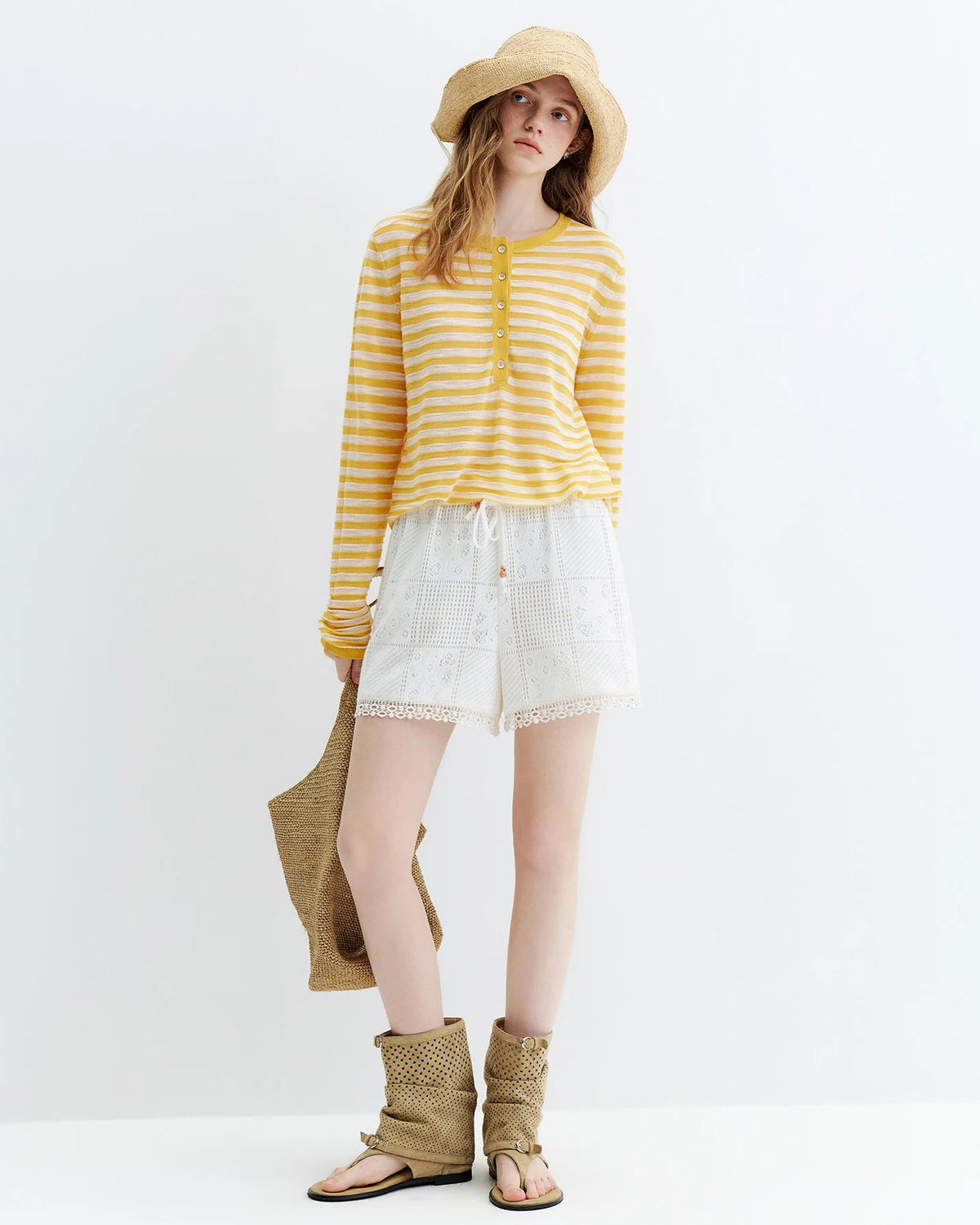 Striped Knit Long-Sleeve Top