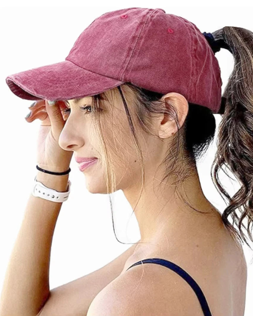 Washed Ponytail Baseball Cap