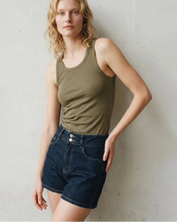 Relaxed High-Waist Denim Shorts